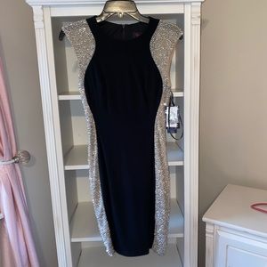 NWT Aqua Black and Gem Stoned Dress